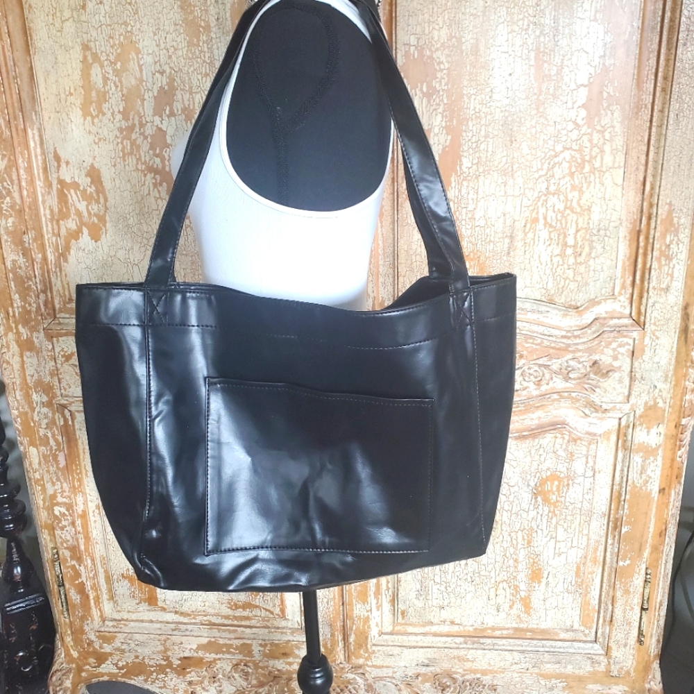 New Black XL Vegan Leather Bag